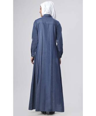 Women's Button style denim everyday Abaya for winters 2