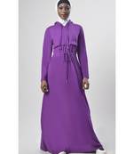 Women's Drawstring Jersey Hooded Abaya Purple