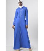 Women's Drawstring Jersey Hooded Abaya Zara Blue
