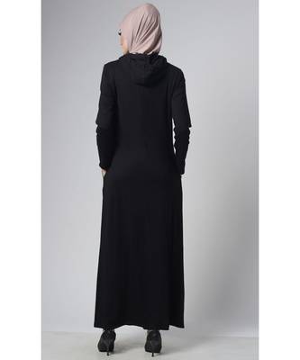 Women's Coloblock Hooded jersey multi panel Abaya 3