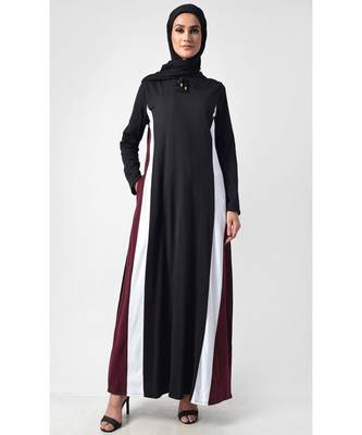 Women's Coloblock Hooded jersey multi panel A style Abaya 1