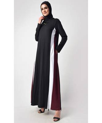 Women's Coloblock Hooded jersey multi panel A style Abaya 2