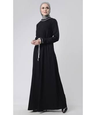 Women's Everyday Drawstring Maternity Abaya Black 2