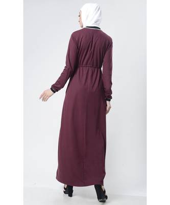 Women's Everyday Drawstring Maternity Abaya Wine 3