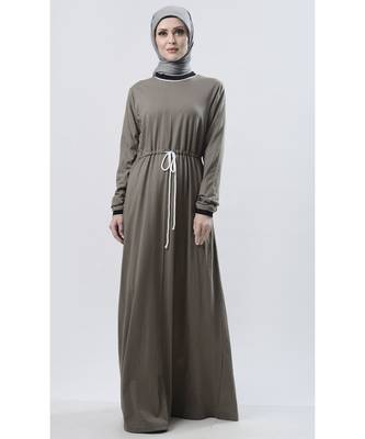 Women's Everyday Drawstring Maternity Abaya Grey 1