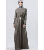 Women's Everyday Drawstring Maternity Abaya Grey