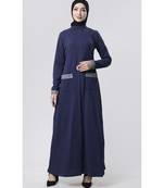 Turtleneck front pocket style Abaya dress Grey