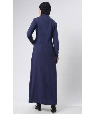 Turtleneck front pocket style Abaya dress Grey 3