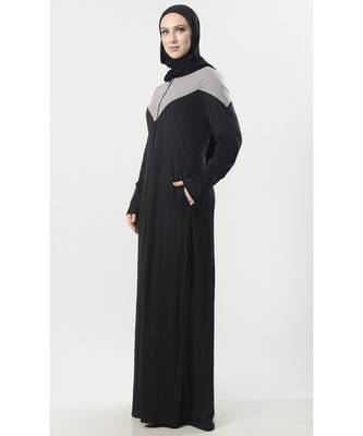 Women's Colorblock button down Jersey Modest Abaya dress 2