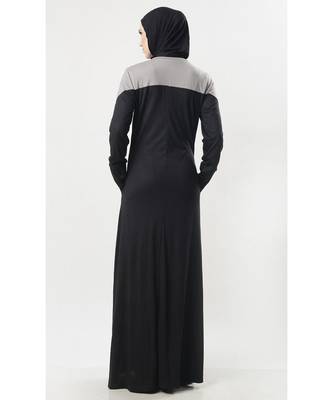 Women's Colorblock button down Jersey Modest Abaya dress 3