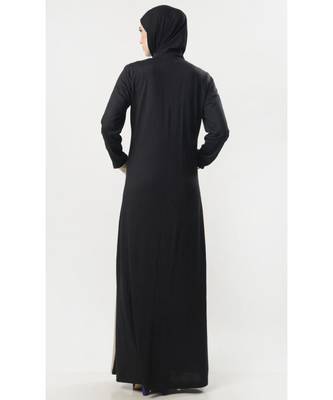 Women's Colorblock Zipper opening neck Jersey Abaya dress 3