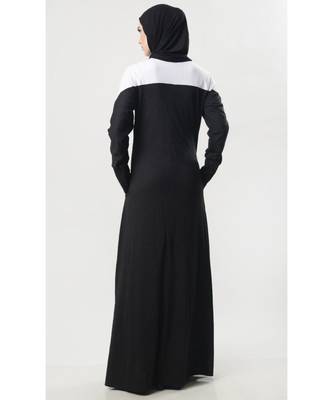 Women's Colorblock button down Jersey Modest Abaya dress 3