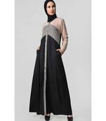 Women's Casual everyday jersey front opening Abaya dress Black