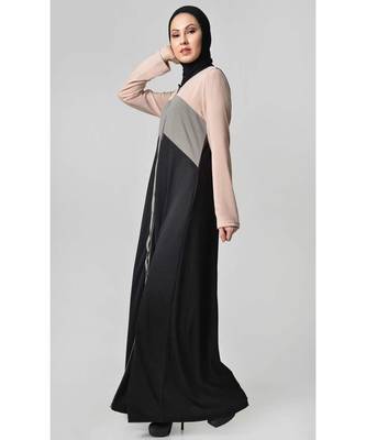 Women's Casual everyday jersey front opening Abaya dress Black 2
