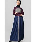Women's Casual everyday jersey front opening Abaya dress Blue