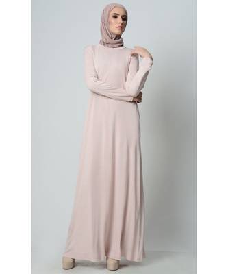 Women's Casual everyday Round neck T shirt Viscose Abaya dress Light Pink 1