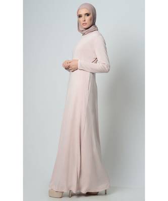 Women's Casual everyday Round neck T shirt Viscose Abaya dress Light Pink 2