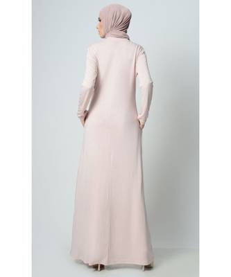 Women's Casual everyday Round neck T shirt Viscose Abaya dress Light Pink 3
