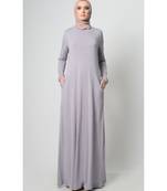 Women's Casual everyday Round neck T shirt Viscose Abaya dress Grey