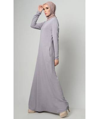Women's Casual everyday Round neck T shirt Viscose Abaya dress Grey 2