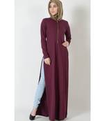 Women's Side slit Long jersey Tunic Maroon