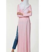 Women's Side slit Long jersey Tunic Pink