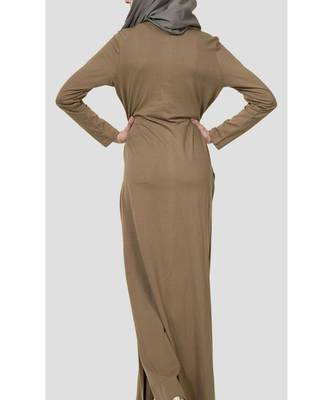 Women's Side slit Long jersey Tunic Sand 2