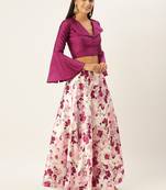 Purple Semi-Stitched Lehenga & Unstitched Blouse
