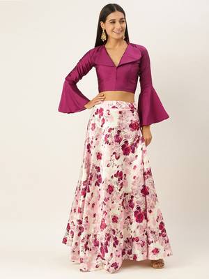 Purple Semi-Stitched Lehenga & Unstitched Blouse 2