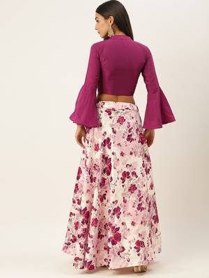 Purple Semi-Stitched Lehenga & Unstitched Blouse 3