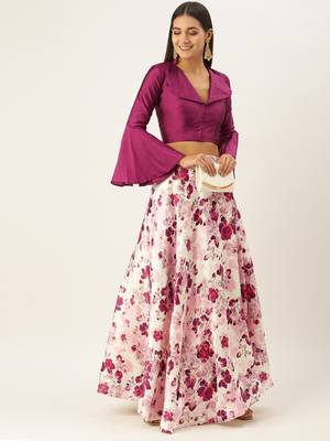 Purple Semi-Stitched Lehenga & Unstitched Blouse 5