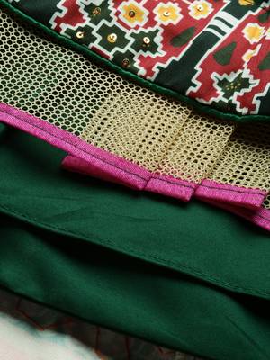 Green Printed Semi-Stitched Lehenga & Unstitched Blouse With Dupatta 4