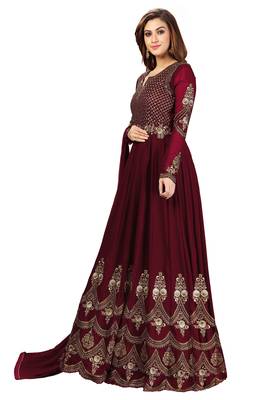 Maroon embroidered faux georgette salwar 3