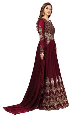 Maroon embroidered faux georgette salwar 4