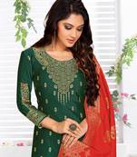 Trendmalls Green embroidered jacquard Party Wear Kurta Pant with Dupatta Salwar Suit Set