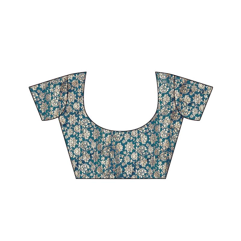 Beige Lycra sari with jacquard lace and jacquard blouse piece.