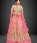Trendmalls Pink embroidered  net Party Wear Festive Wedding Salwar Dress & Gown 
