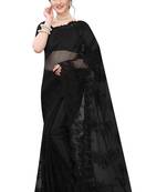 Black embroidered net saree with blouse
