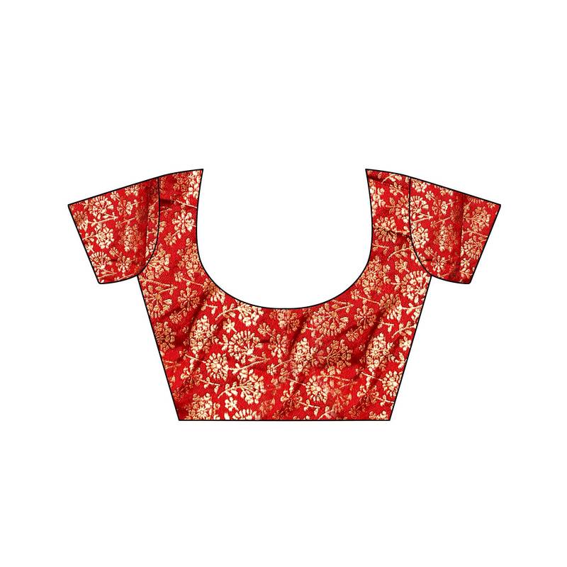 Beige Lycra sari with jacquard lace and jacquard blouse piece.