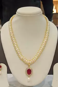 White pearl necklaces