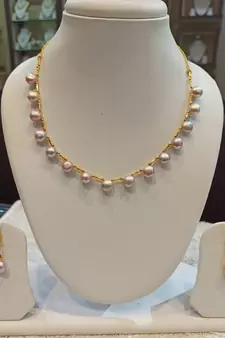 Pink pearl necklaces