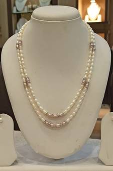 White pearl necklaces