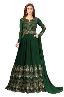 Green embroidered faux georgette salwar 1