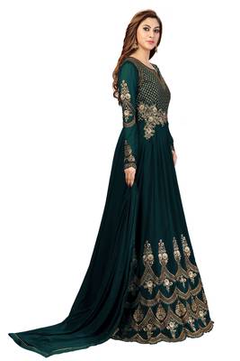 Darkblue embroidered faux georgette salwar 4
