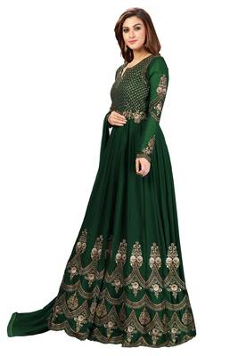 Green embroidered faux georgette salwar 3