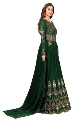 Green embroidered faux georgette salwar 4