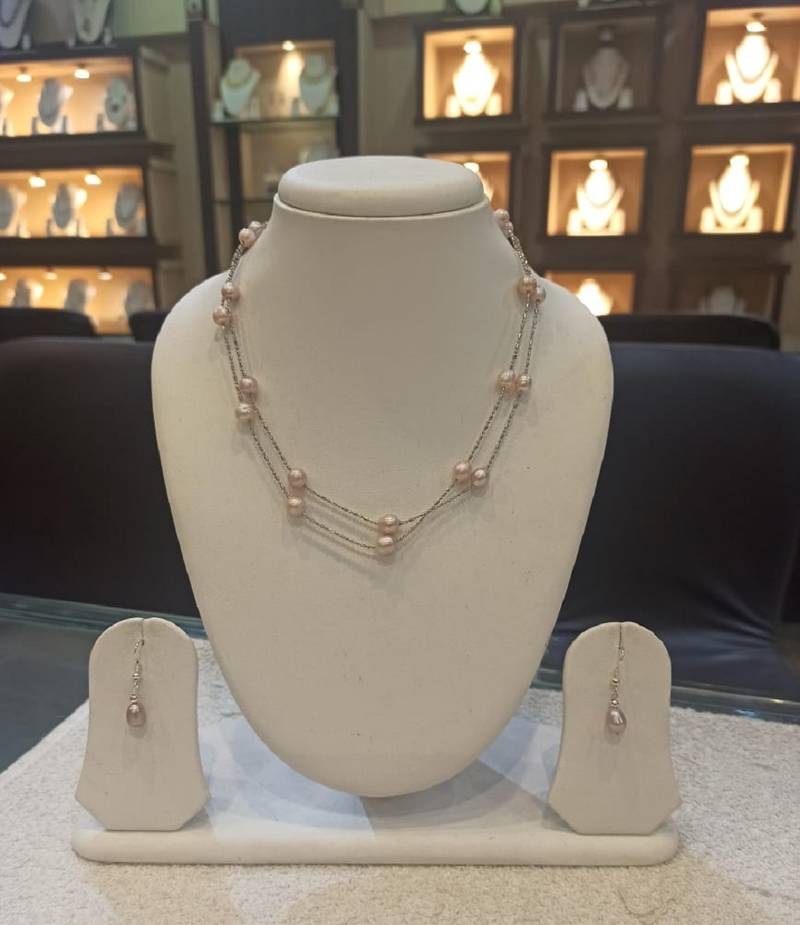 Pink pearl necklaces