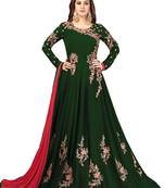 Green embroidered faux georgette salwar