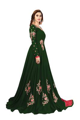 Green embroidered faux georgette salwar 4