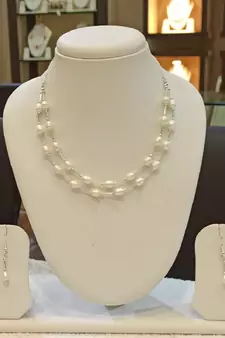 White pearl necklaces